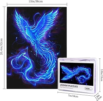 Amazon.co.jp: ジグソーパズル 青いフェニックス 光 鳥柄 500ピース